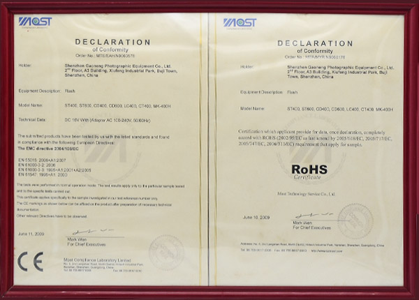 CE Rohs certificate